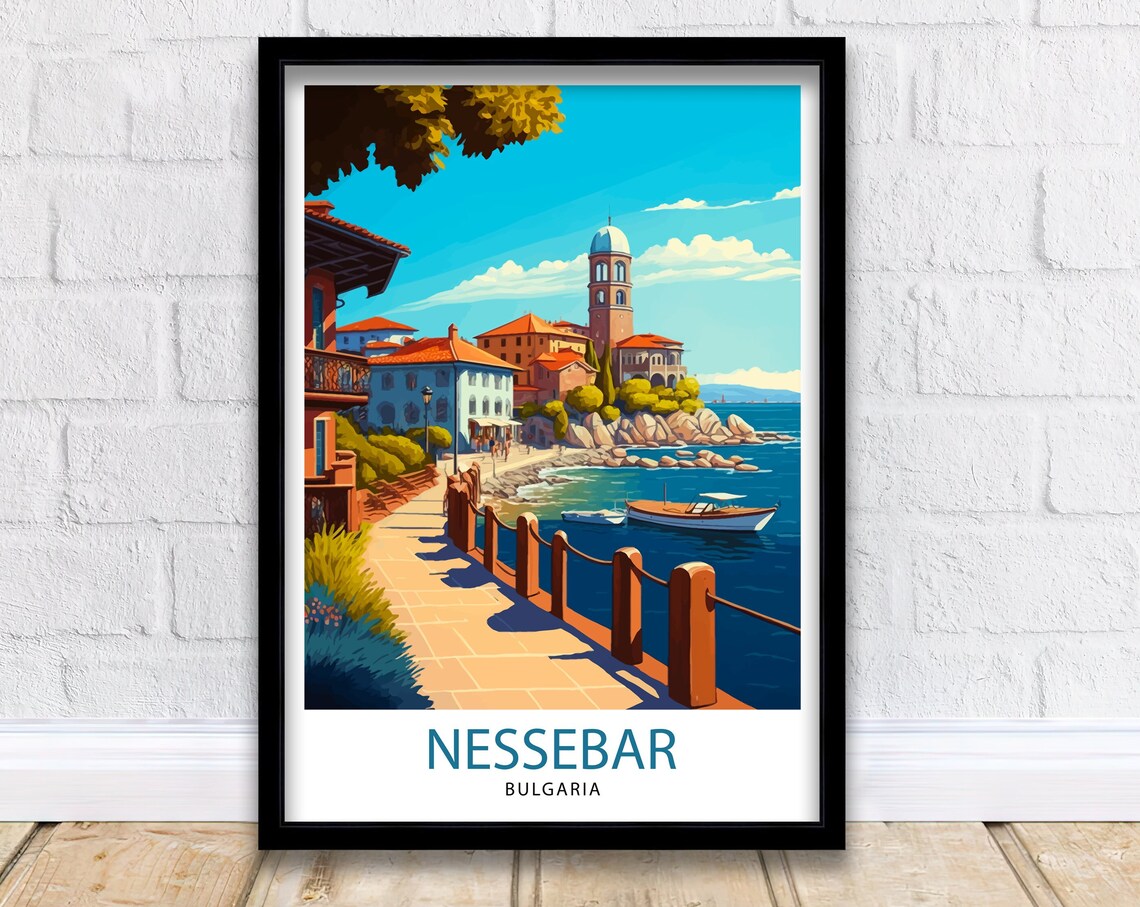Nessebar Bulgaria Travel Poster, Europe Wall Decor