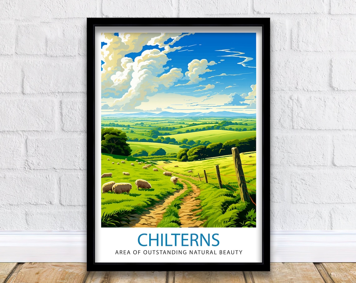 Chilterns AONB English Countryside Travel Poster