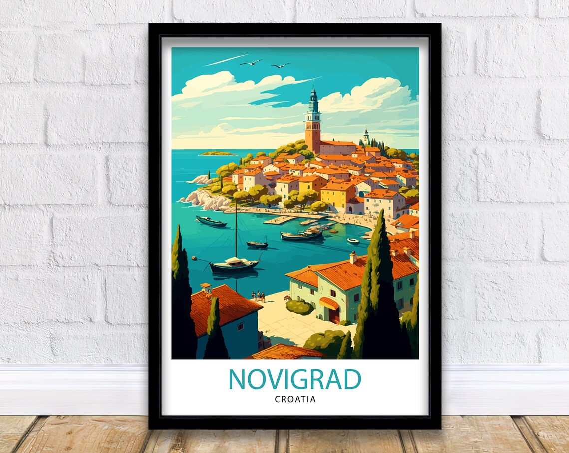 Novigrad Croatia Travel Poster, Europe Wall Decor