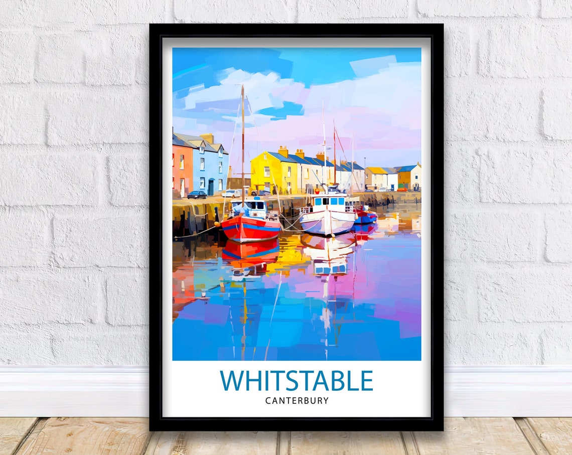 Whitstable Canterbury Harbour Boats Waterfront Kent Coast Poster