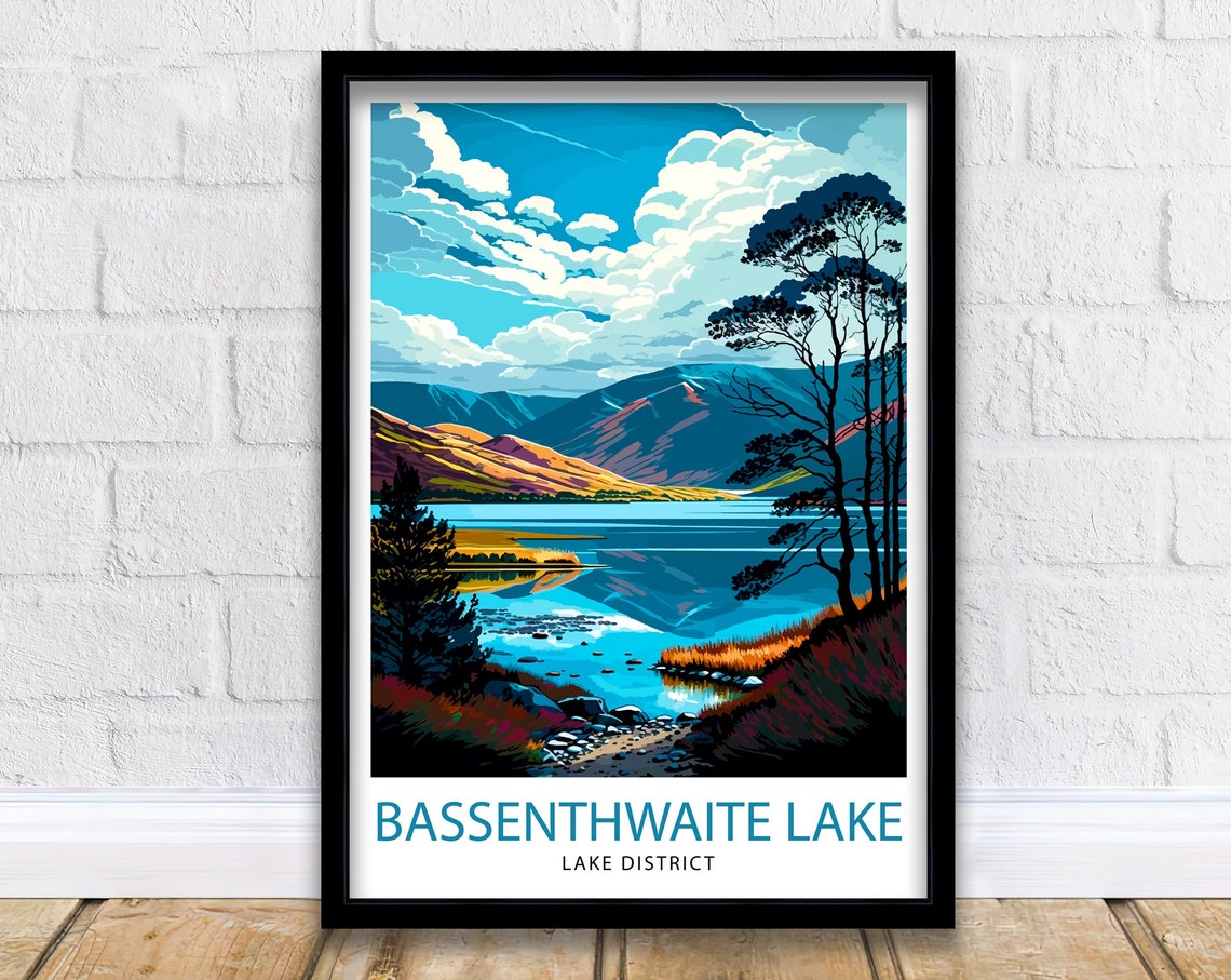 Bassenthwaite Lake District Lakeside Fells Pine Trees Art Poster