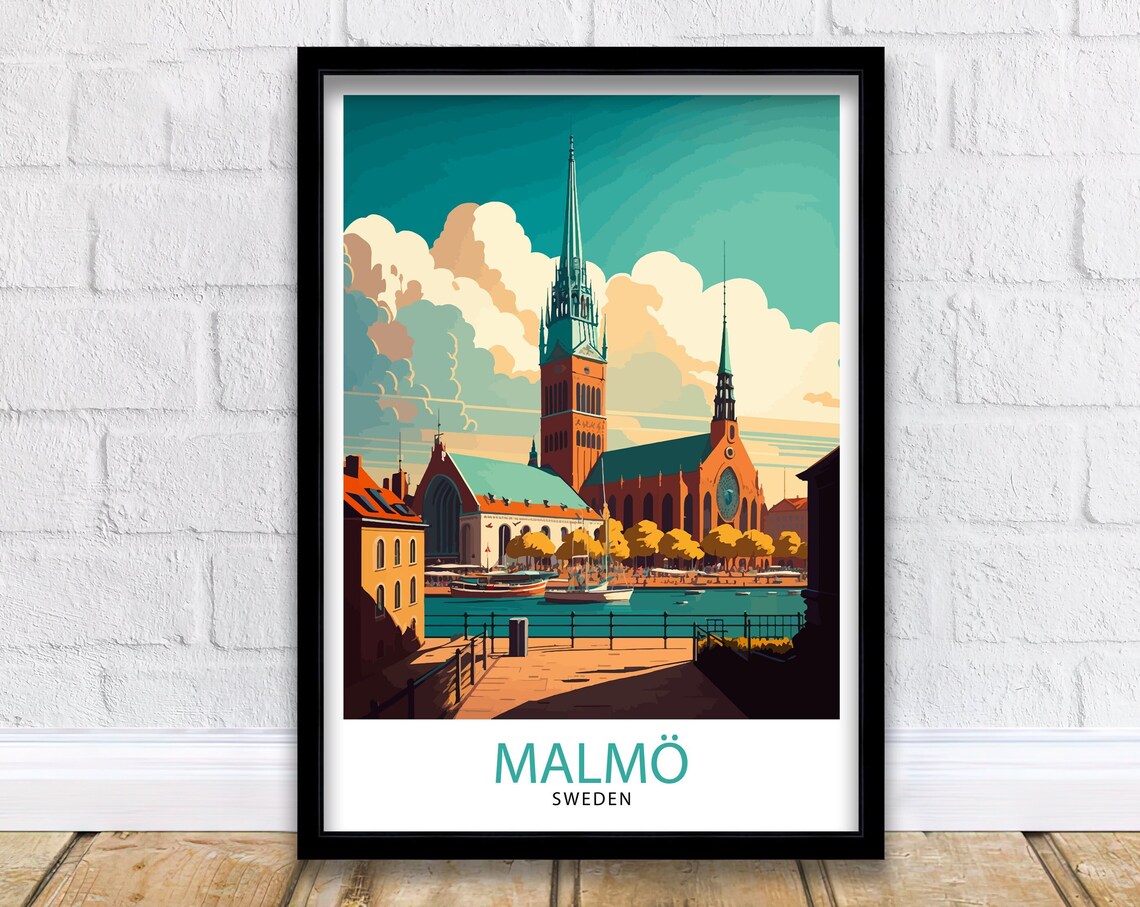 Malm Sweden Travel Poster, Home Decor Print