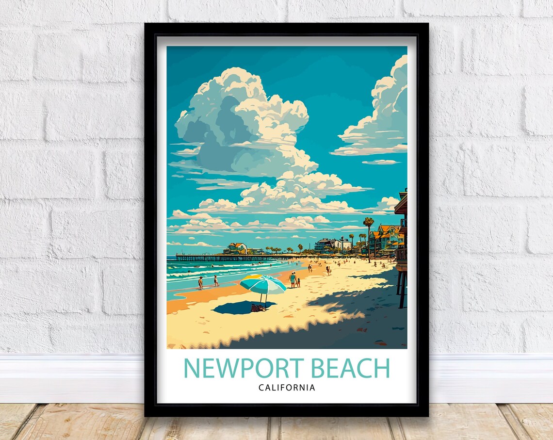 Newport Beach California Travel Print, Illustration