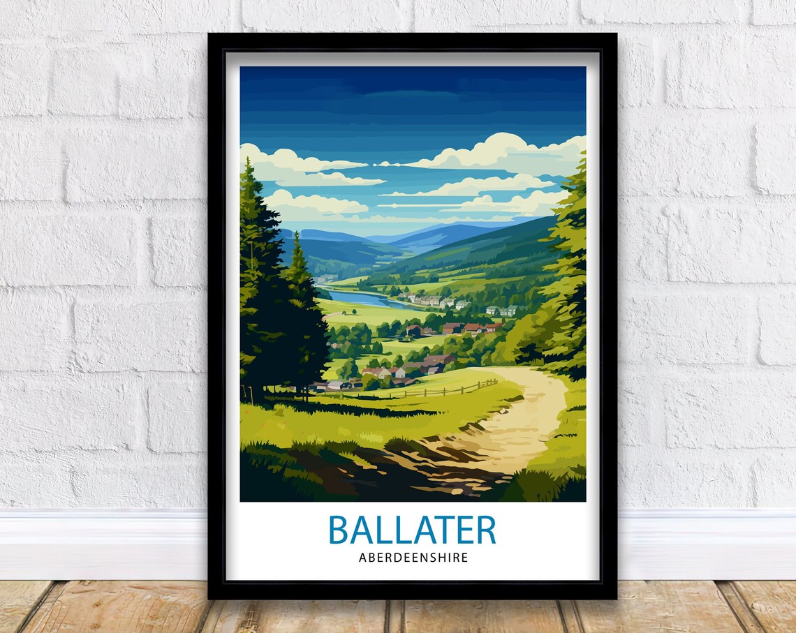 Ballater Aberdeenshire Scotland Green Valley Vintage Travel Poster