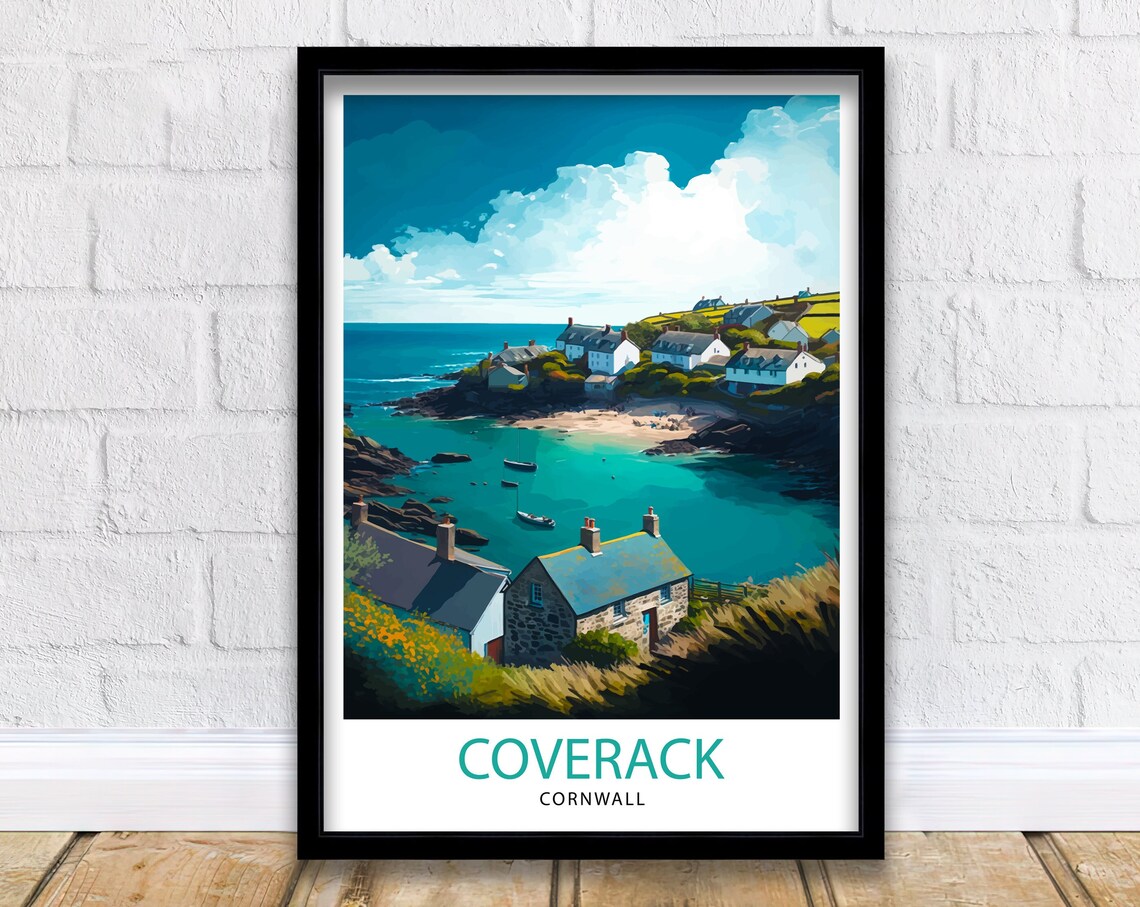 Coverack Cornwall Travel Poster, Coastal Decor