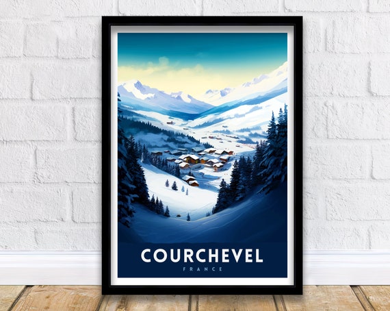 Courchevel Ski Resort Print French Alps Winter Sports Poster Ski Lover Wall Art Courchevel Mountain View Decor France Skiing Trip Artwork