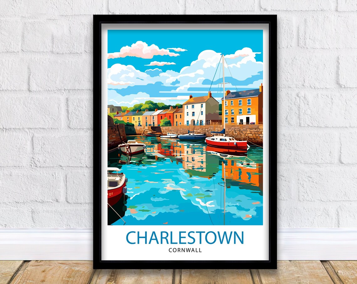 Charlestown Harbour Cornwall Travel Poster