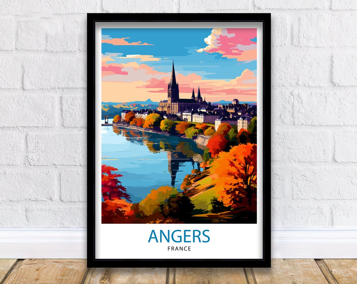 Angers France Travel Print Angers Wall Decor Angers Poster France Travel Prints Angers Art Print Angers Illustration Angers Wall Art