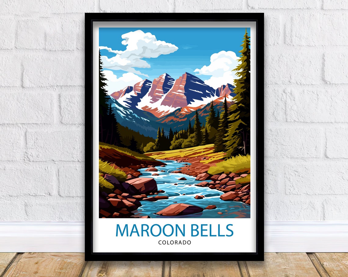 Maroon Bells Colorado Rocky Mountain Stream Snowy Peaks Poster