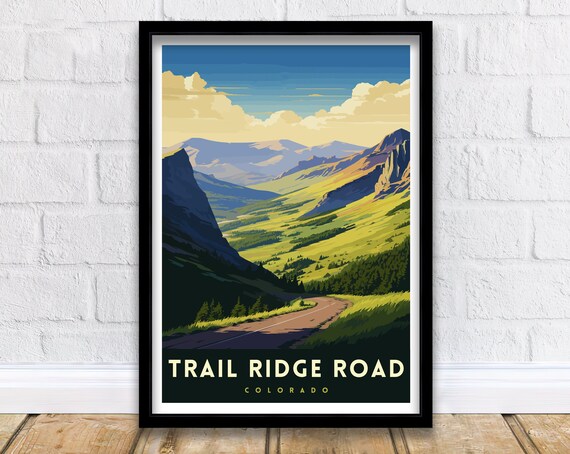 Trail Ridge Road Colorado Mountain Pass Vintage Scenic Drive Poster