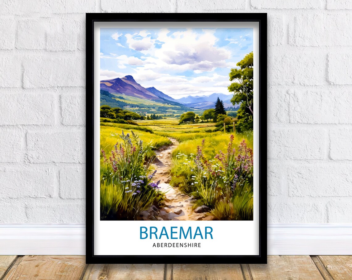 Braemar Aberdeenshire Scottish Mountain Trail Wildflower Art Poster