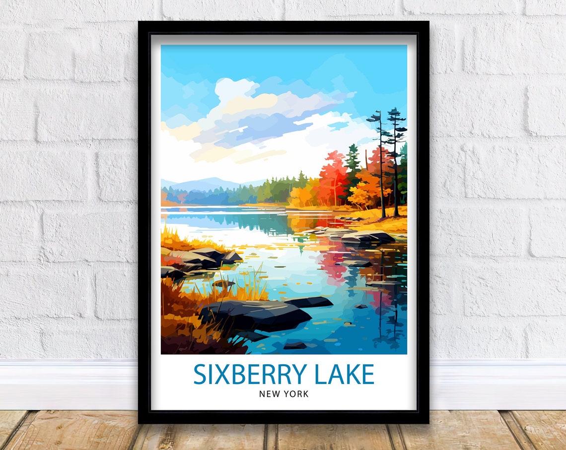 Sixberry Lake France Travel Print France Wall Decor Sixberry Lake Poster French Lake Travel Prints France Art Print Sixberry