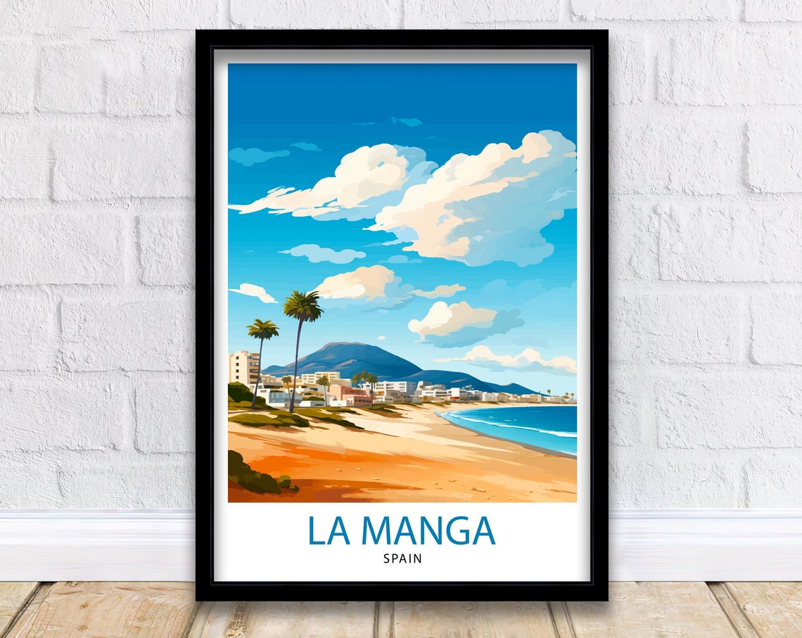 La Manga Spain Sandy Beach Palms Resort Mediterranean Coast Poster