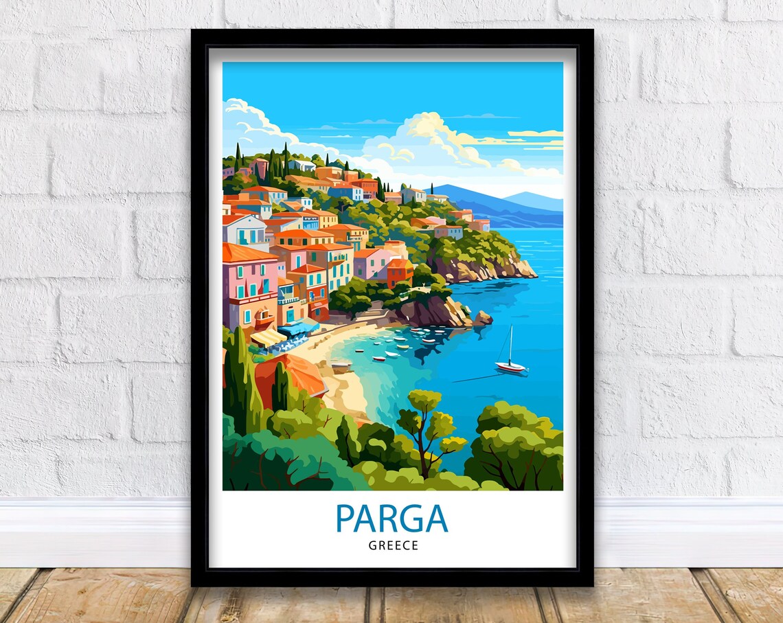 Parga Greece Travel Poster, Europe Wall Decor
