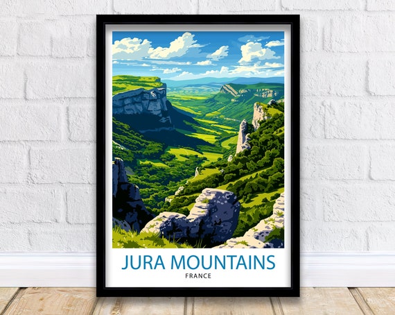 Jura Mountains France Print Alpine Landscape Art French Wilderness Poster Mountain Range Wall Decor Nature Hiking Illustration Eastern