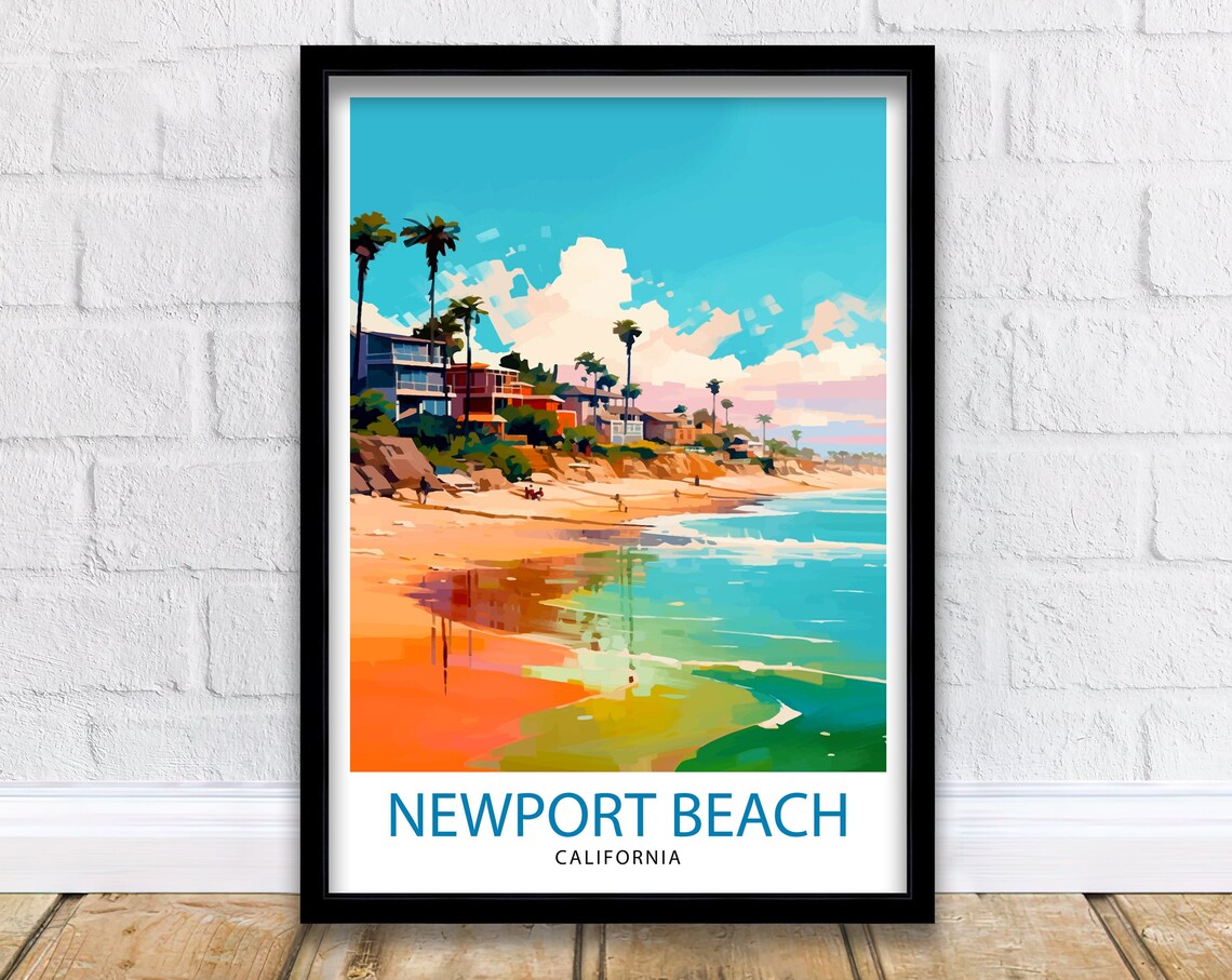 Newport Beach California Coastal Cliffs Beach Houses Sunset Poster