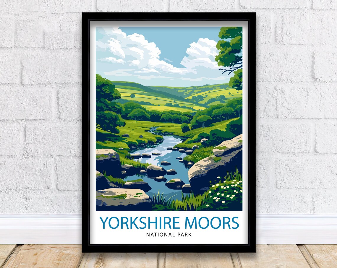 Yorkshire Moors Travel Poster, English Countryside