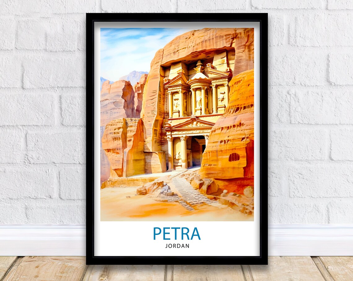 Petra Jordan Ancient Treasury Rose Red Cliffs Desert Wonder Poster