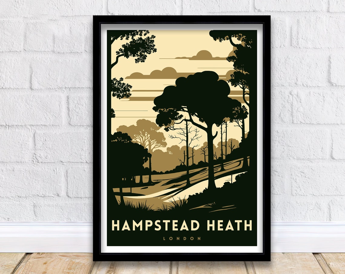Hampstead Heath London Trees Minimalist Green Illustration Poster
