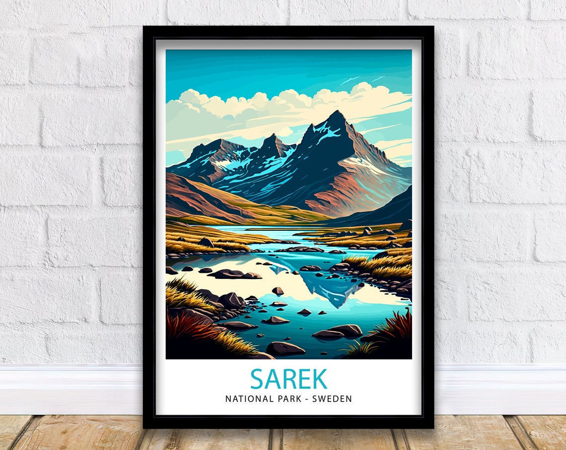 Sarek National Park Sweden Travel Print Sarek Wall Decor Sarek Home Living Decor Sweden National Park Illustration Travel Poster Sarek Gift