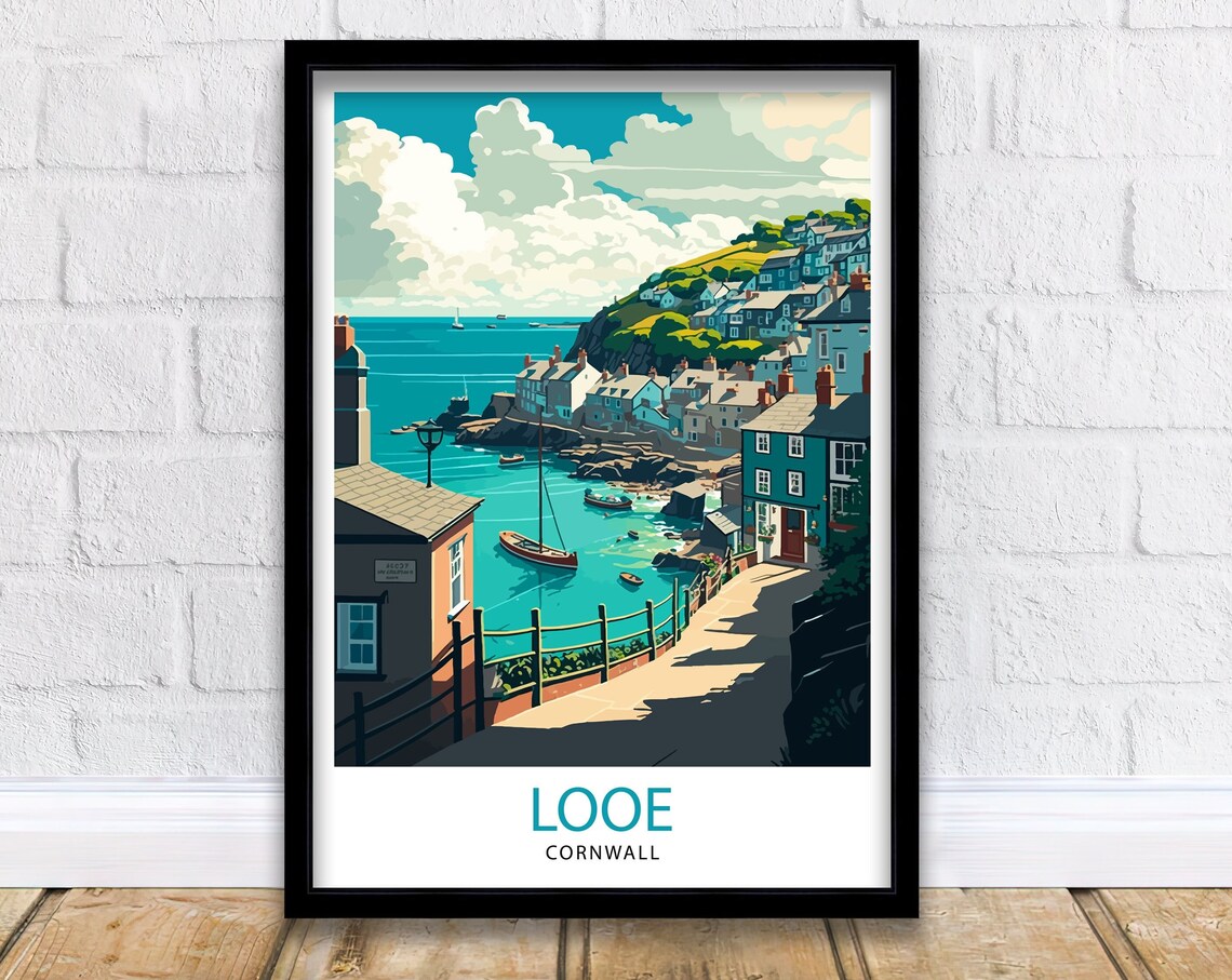 Looe Cornwall Travel Poster, Coastal Home Decor