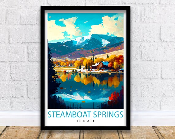 Steamboat Springs Colorado Autumn Lake Mountain Ski Travel Poster