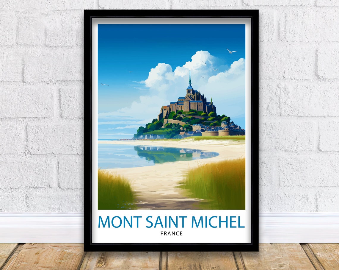 Mont Saint Michel Island Abbey Low Tide Sandy Causeway Poster