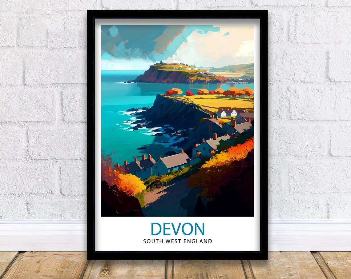Devon Travel Poster, Devon Home Living Decor