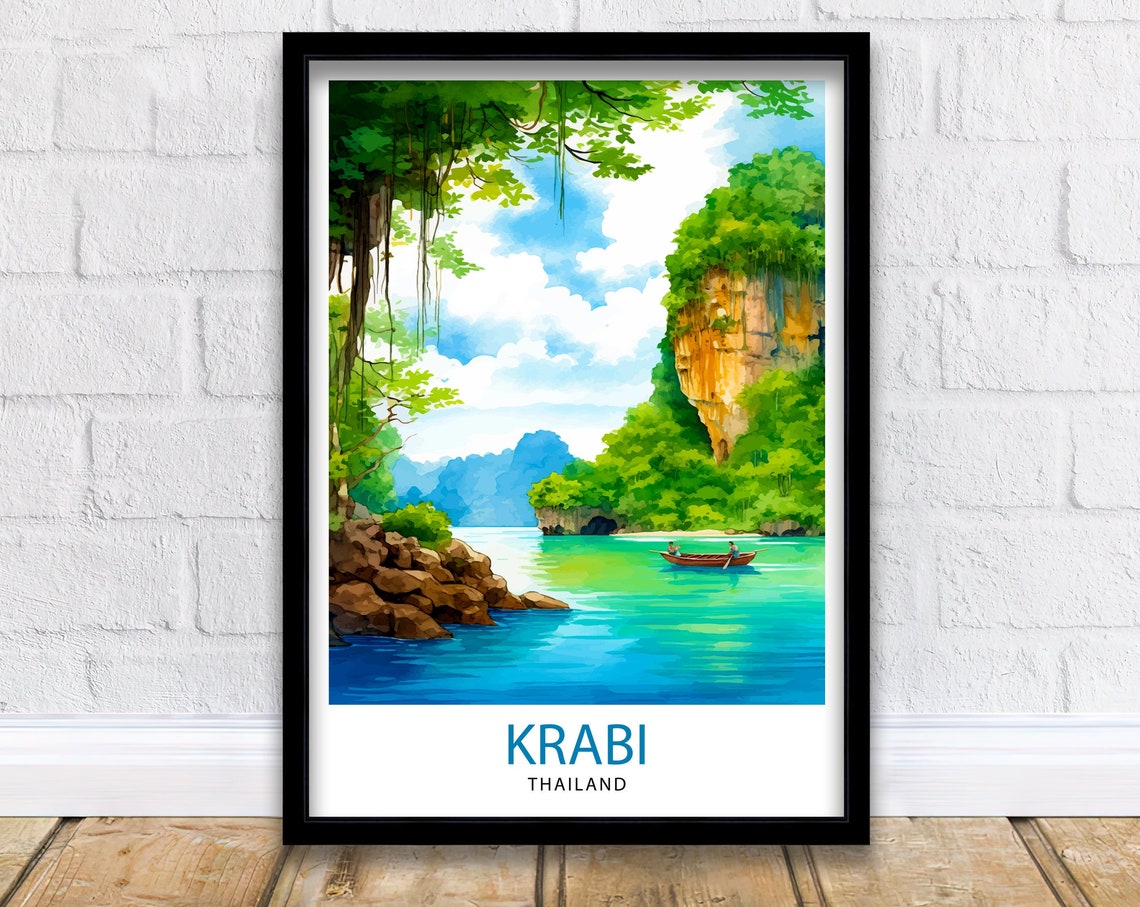 Krabi Thailand Travel Print Krabi Wall Decor Krabi Poster Thailand Travel Prints Krabi Art Print Krabi Illustration Krabi Wall Art Thailand