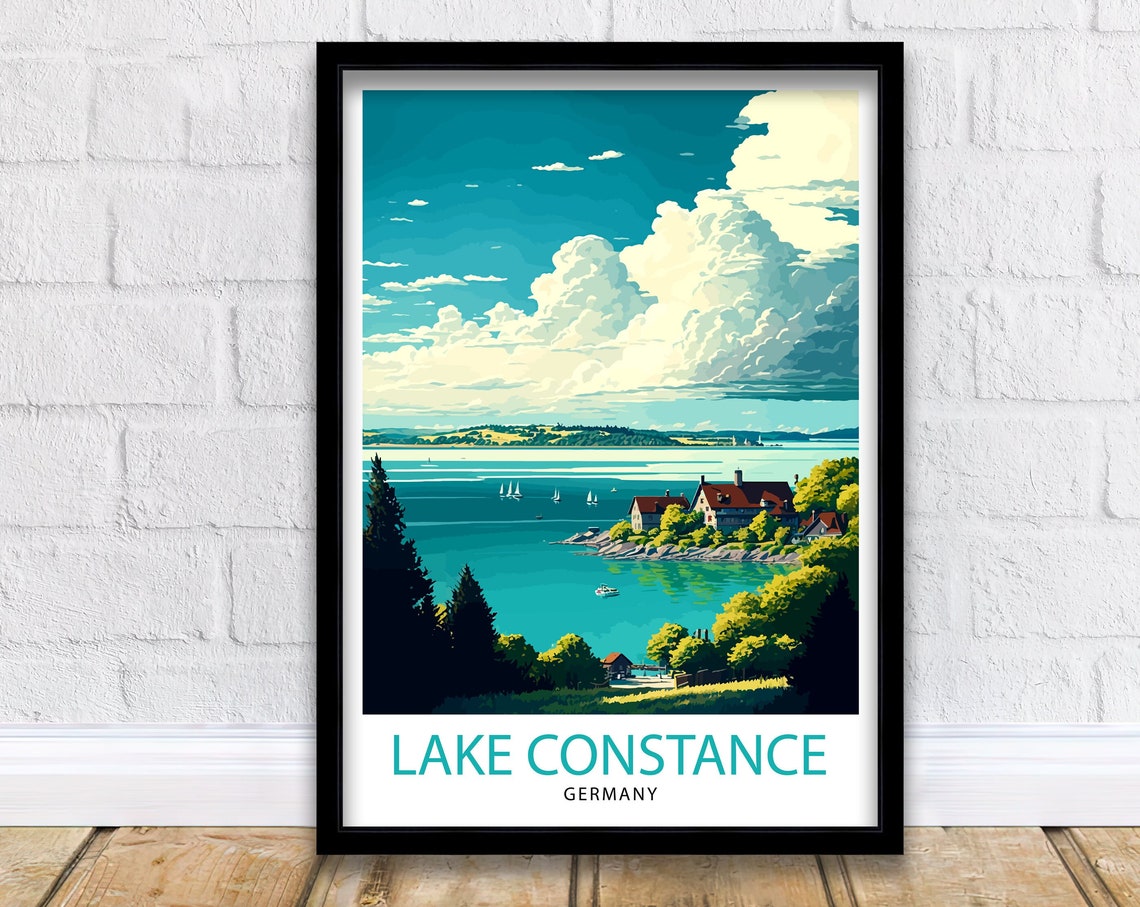 Lake Constance Germany Shoreline Sailboats Summer Day Poster