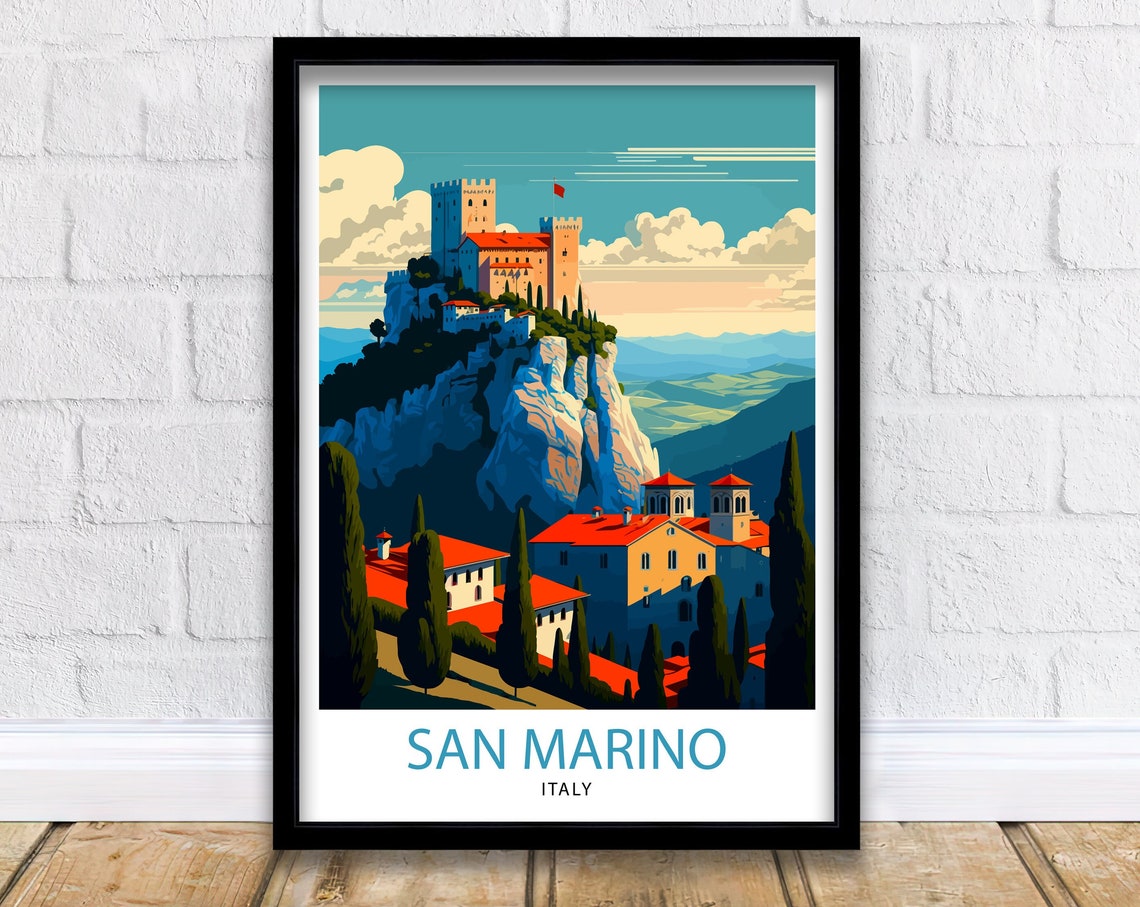 San Marino Italy Travel Print San Marino Wall Decor San Marino Home Living Decor San Marino Italy Illustration Travel Poster Gift