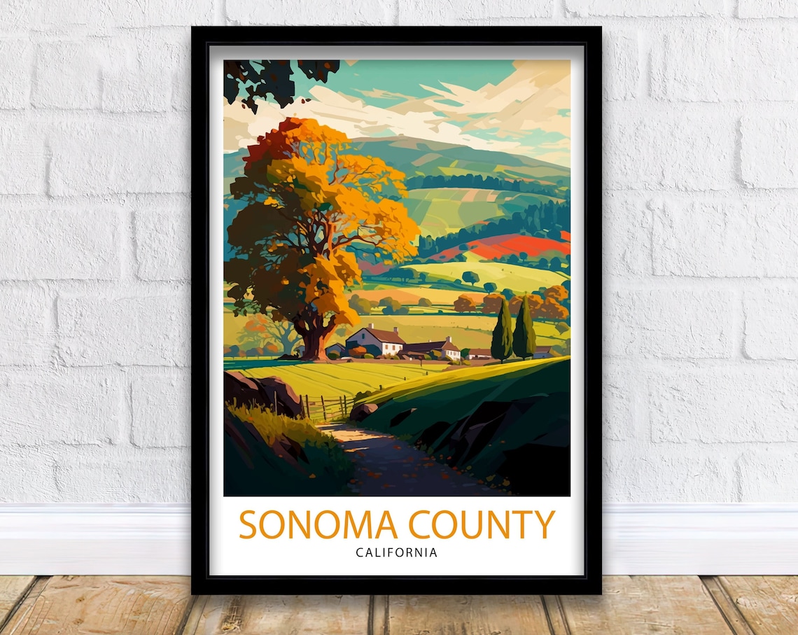 Sonoma California Travel Poster, Sonoma Valley Wall Art