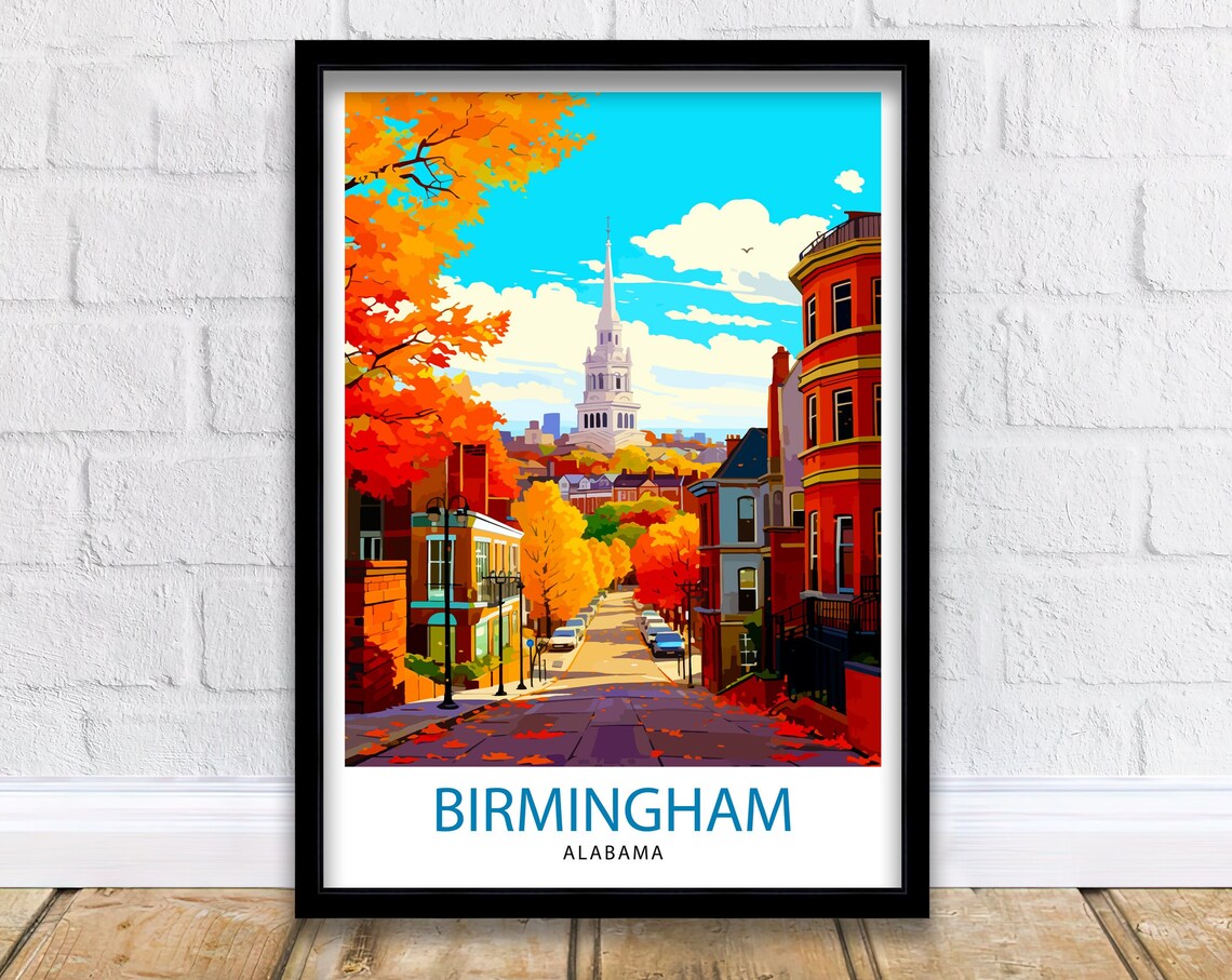 Birmingham Alabama Autumn Street Historic Church Steeple Poster