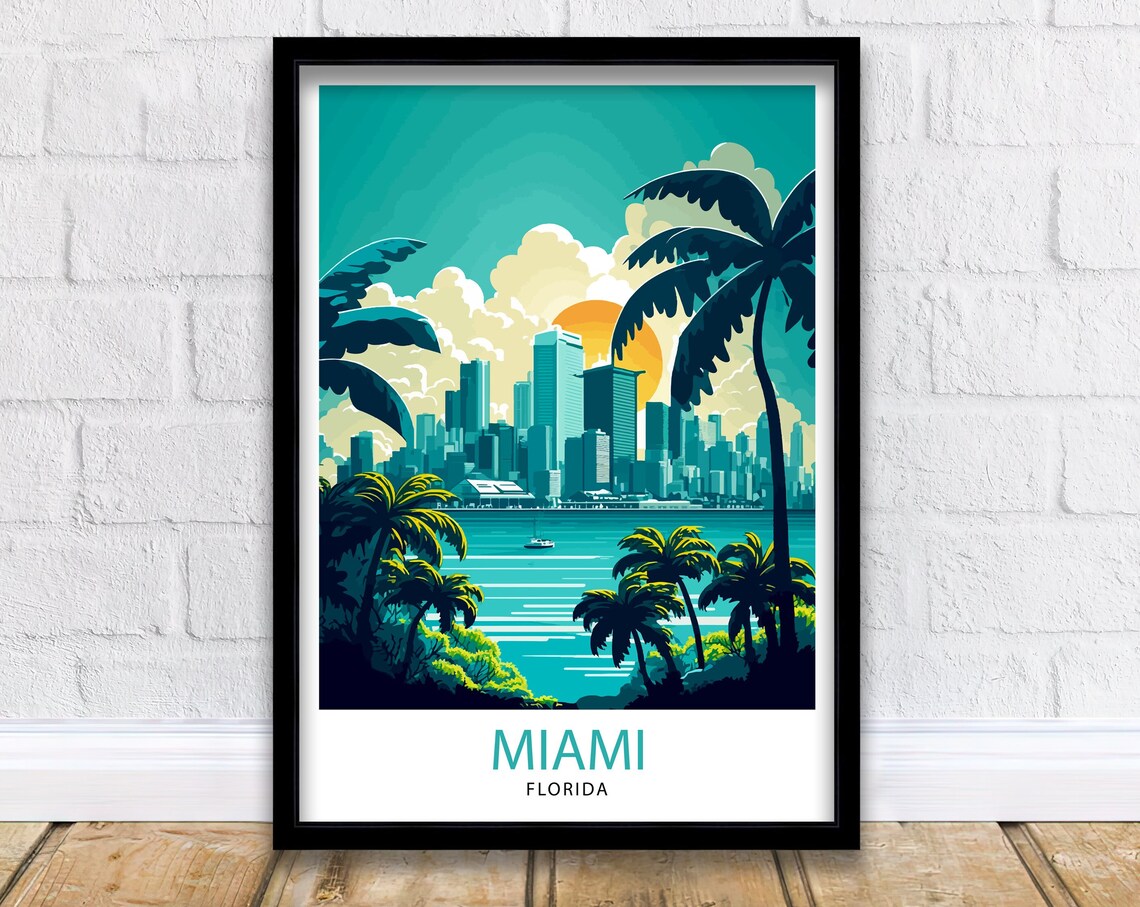 Miami Florida Travel Poster, Miami Wall Decor