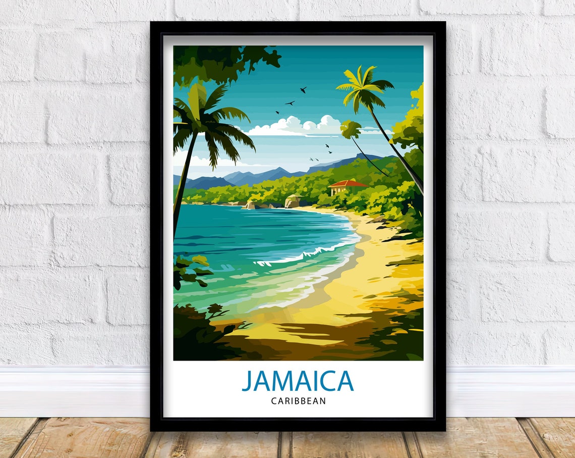 Jamaica Travel Print Jamaica Wall Art Jamaica Poster Jamaica Home Decor Jamaica Illustration Travel Poster Jamaica Gift Jamaica Wall