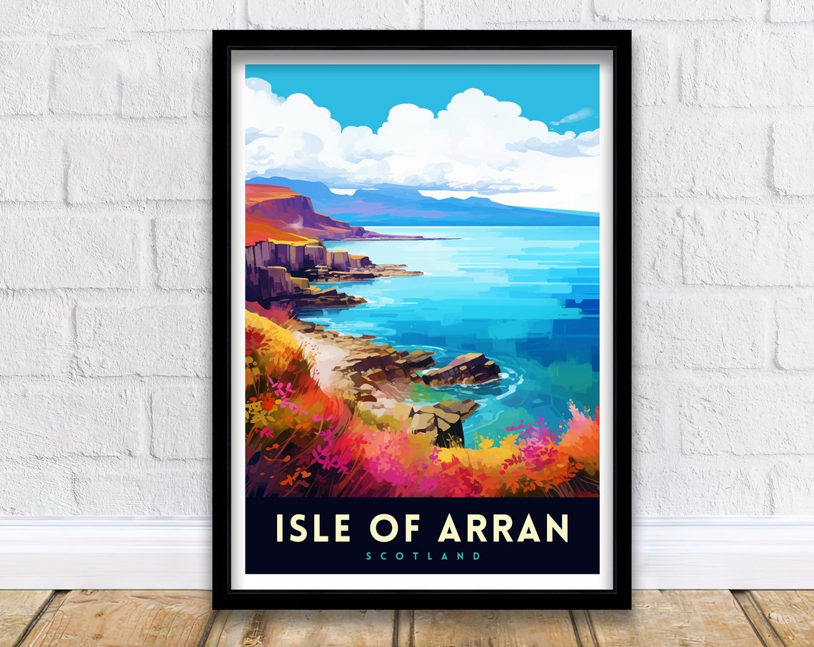 Isle of Arran Scotland Dramatic Rocky Coast Cliffs Travel Poster