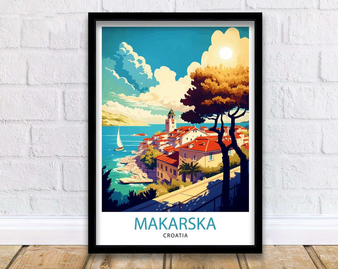 Makarska Croatia Travel Print Makarska Wall Decor Makarska Home Living Decor Makarska Croatia Illustration Travel Poster Gift For Makarska