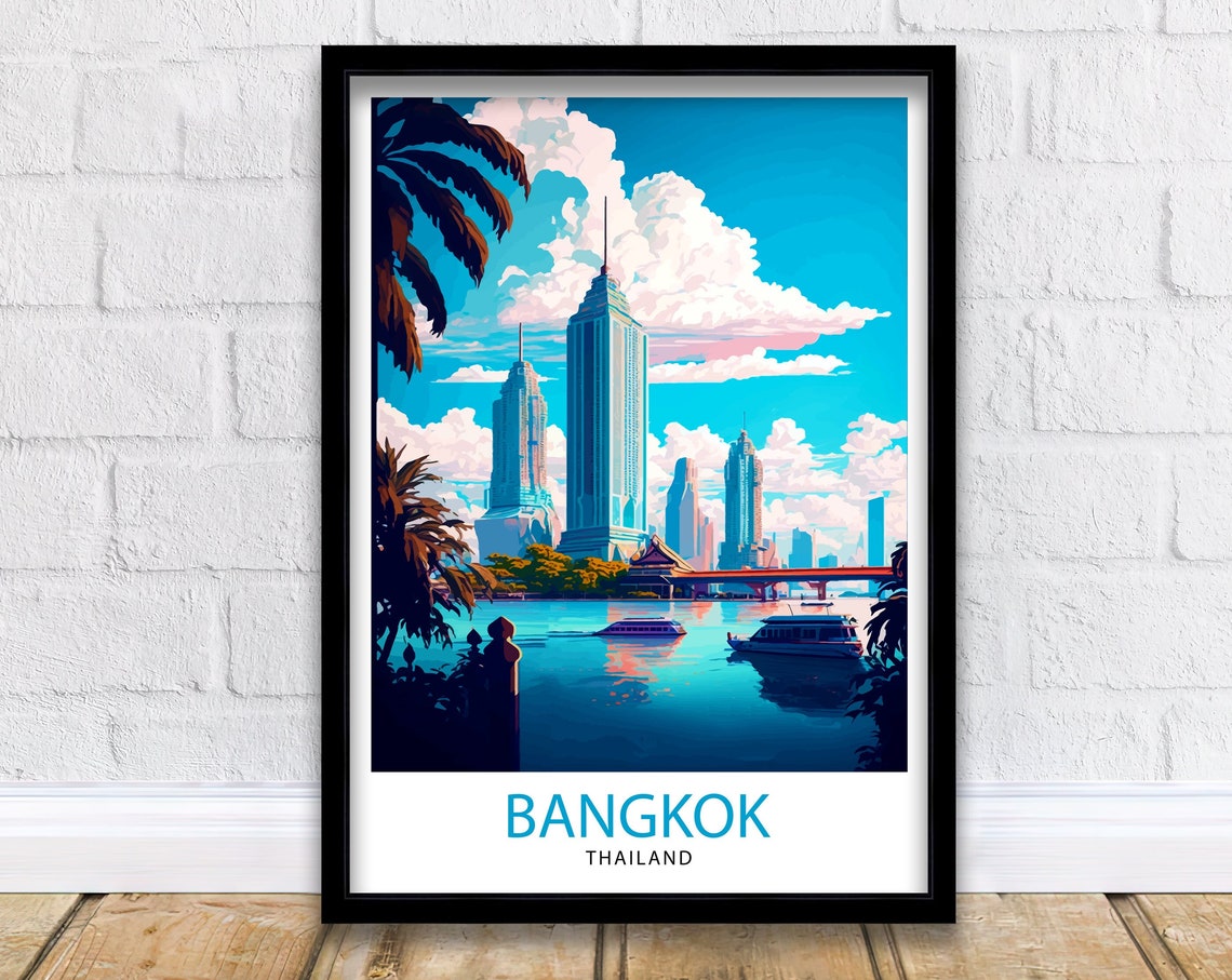 Bangkok Thailand Travel Print Bangkok Wall Decor Bangkok Home Living Decor Bangkok Illustration Travel Poster Gift For Bangkok Thailand