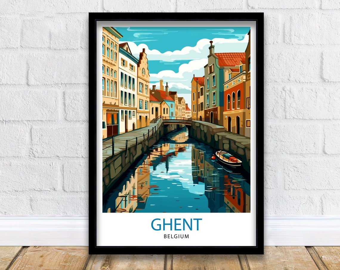 Ghent Belgium Travel Print Ghent Wall Decor Ghent Poster Belgium Travel Prints Ghent Art Print Ghent Illustration Ghent Wall Art Belgium