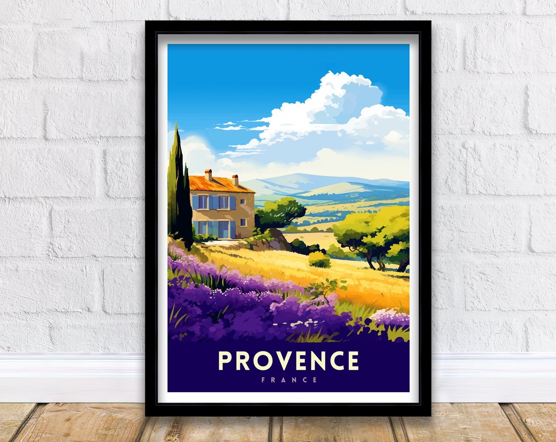 Provence France Travel Print Provence Wall Decor Provence Home Living Decor Provence France Illustration Travel Poster Gift For Provence