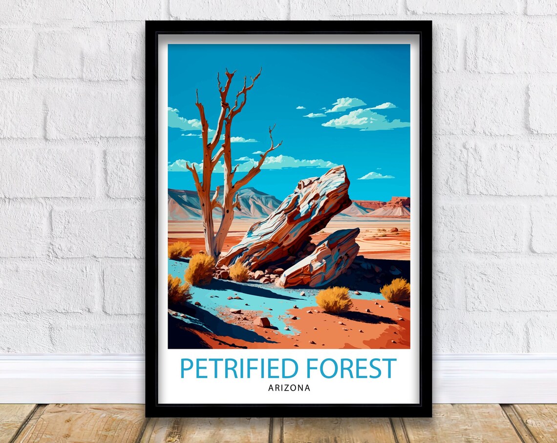 Petrified Forest Arizona Travel Print Arizona Wall Decor Arizona Home Living Decor Arizona Illustration Travel Poster Gift For Arizona Home