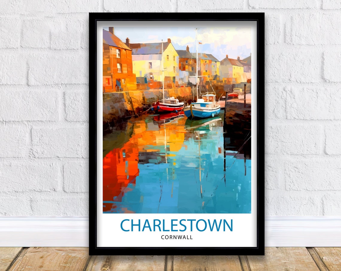 Charlestown Cornwall Tall Ships Historic Harbour View Poster