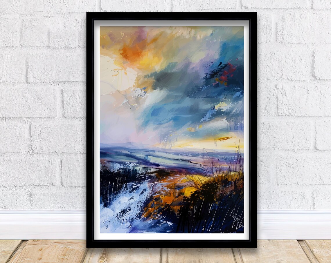 Malvern Hills Worcestershire Abstract Sunset Hills Landscape Poster