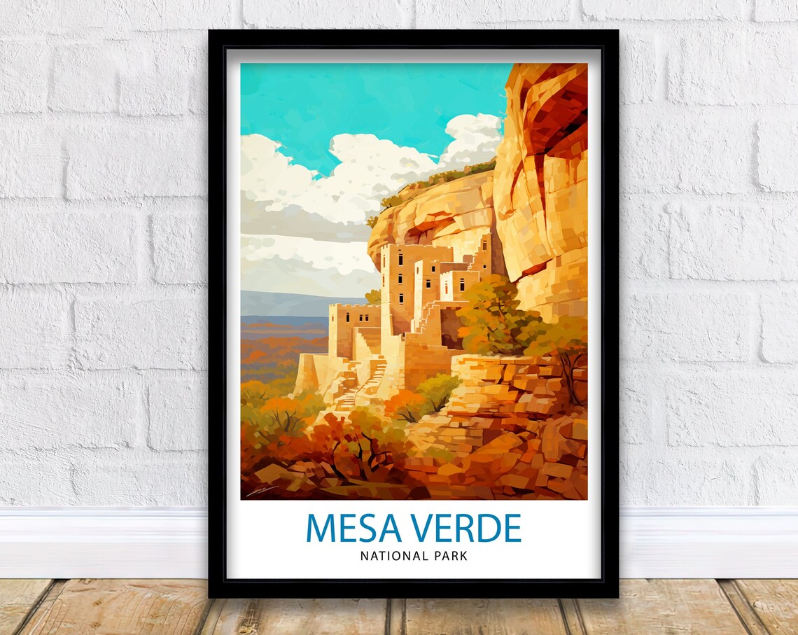 Mesa Verde National Park Travel Poster, Southwest Decor