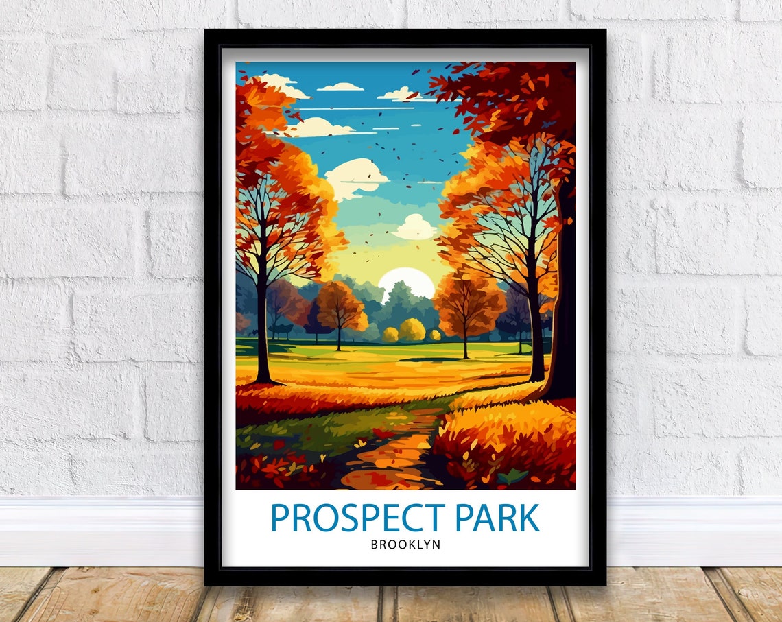 Prospect Park Brooklyn Autumn Trees Golden Path Fall Art Poster