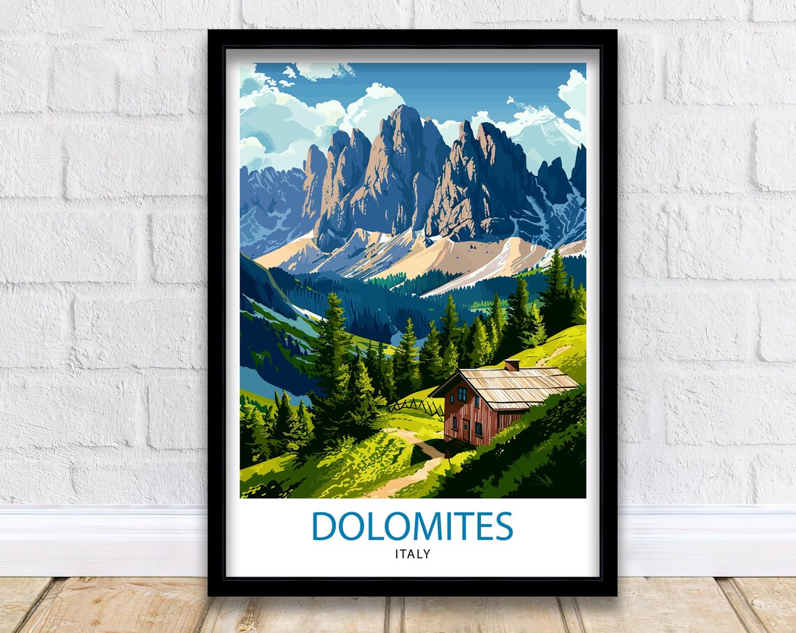 Dolomites Italy Travel Poster, Home Decor