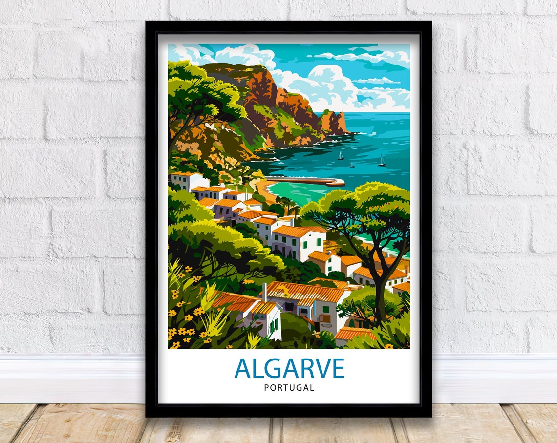 Algarve Portugal Travel Print Algarve Wall Decor Algarve Poster Portugal Travel Prints Algarve Art Print Algarve Illustration Algarve Wall
