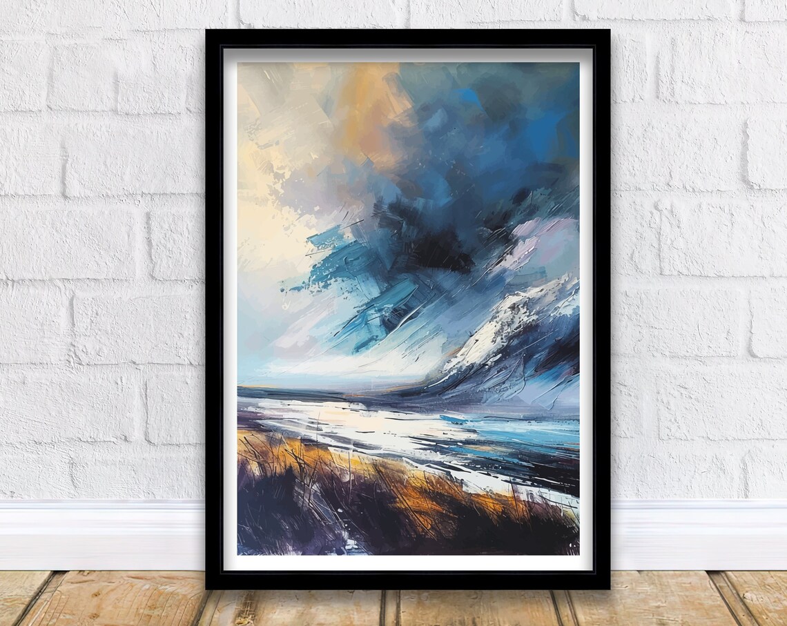 Ben Nevis Scotland Mountain Abstract Blue Summit Valley Poster