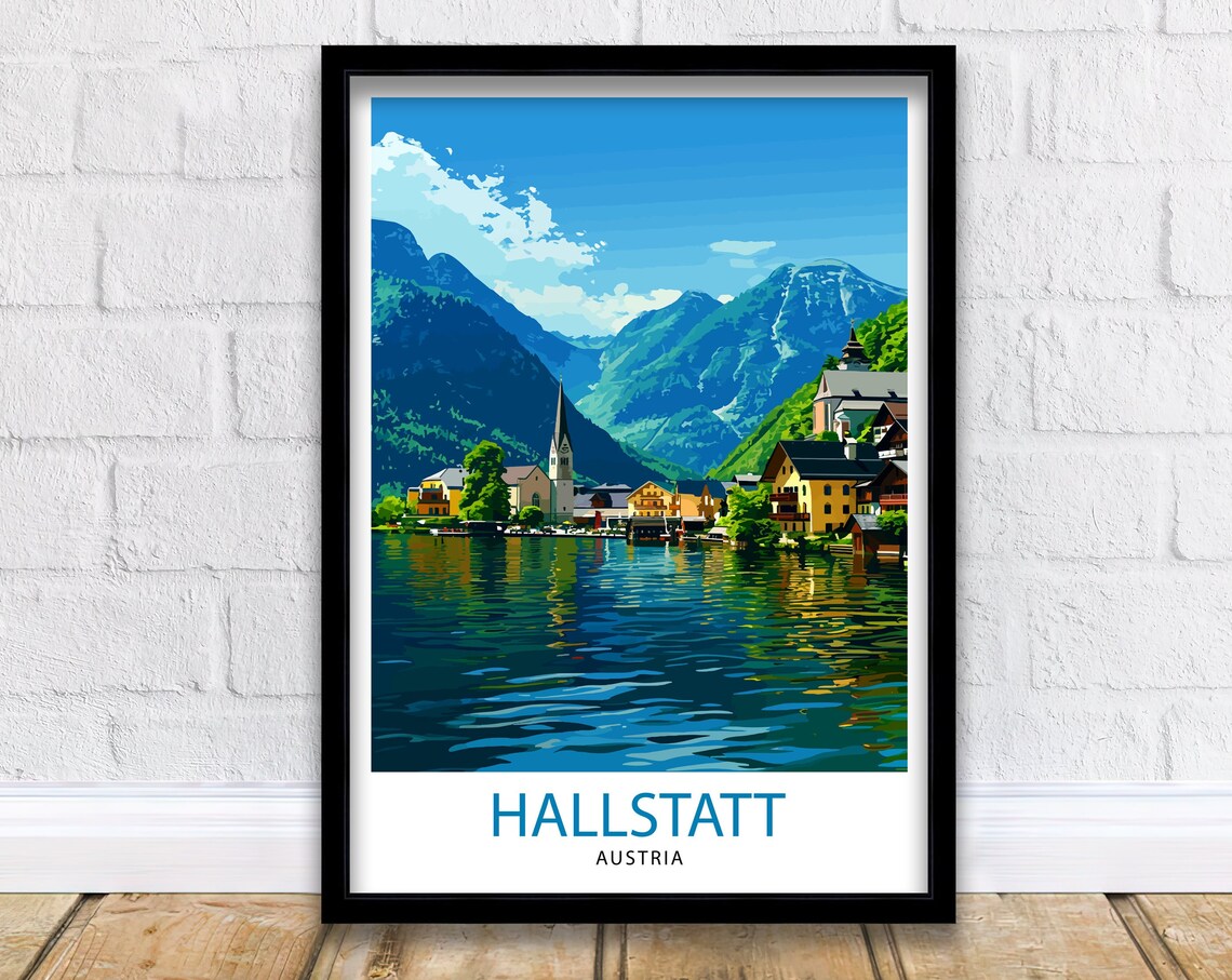 Hallstatt Austria Travel Poster, Home Living Decor