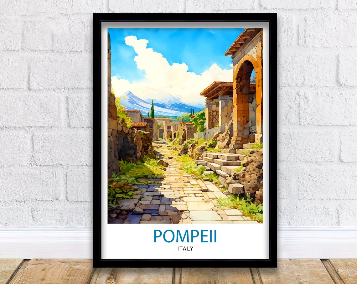 Pompeii Italy Travel Poster, Europe Wall Decor